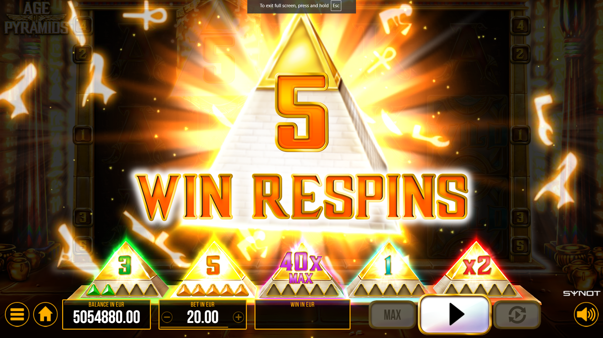 Age of Pyramids Win Respins v online kasinu Luckybet.cz
