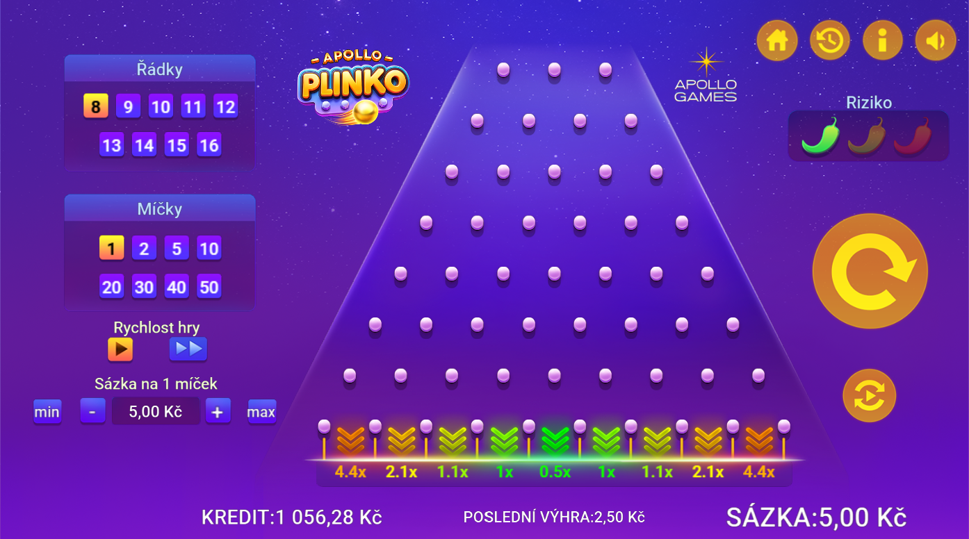 Apollo Plinko v online kasinu LuckyBet.cz